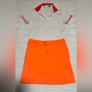RLX Ralph Lauren Golf Tennis Polo Orange Skirt Skort Stretch Sport Set of 2